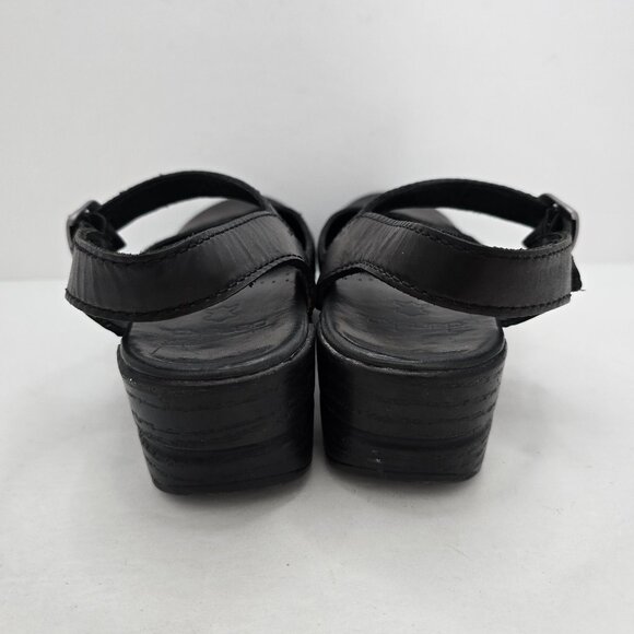 Dansko | 'Marcelle' black leather Mary Jane platform boho clogs shoes | WMS 9 - Picture 8 of 11